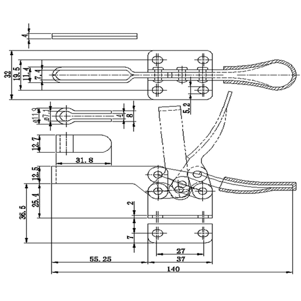 2/4pcs Horizontal Toggle Clamp Quick-Release Toggle Clamps Pressure Pliers  GH-201A Manual Fix Clip Tools Woodworking Accessories