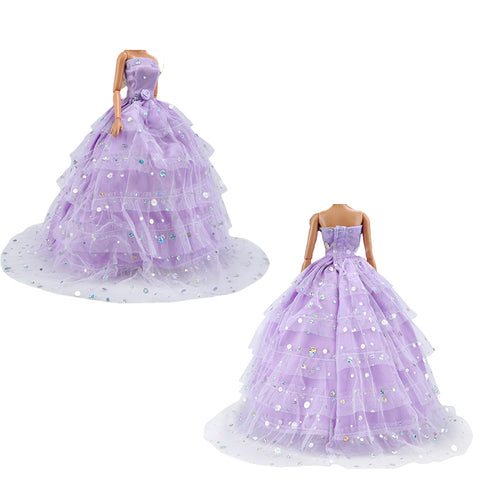 E-TING 2 pcs Beautiful Bride Clothing with Veil Party Ball Dresses for Girl Dolls - E-TING