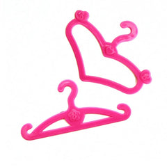 E-TING 50 PCS Pink Plastic Little Hangers for Girl Doll Dress Clothes Gown Doll Clothes Accessories - E-TING