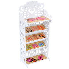 E-TING Doll Shoes Rack Shoes Shelf Accessory with 20 Pairs High Heel Shoes Boots for Girl Doll Playset Accessories - E-TING