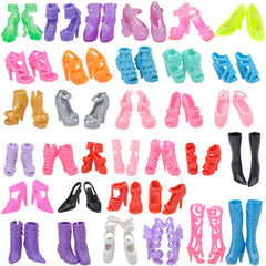 E-TING Doll Shoes Rack Shoes Shelf Accessory with 20 Pairs High Heel Shoes Boots for Girl Doll Playset Accessories - E-TING