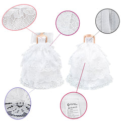 E-TING Handmade Wedding Evening Party Dress Clothes Gown Veil for Girl Dolls … (White) - E-TING