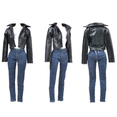 E-TING Lot 15 Items = 5 Sets Doll Clothes with 10 Pair Shoes Accessories for 11.5 Inch Girl Doll Outfits Random Style（Leather Jacket + Casual Wear Clothes） - E-TING